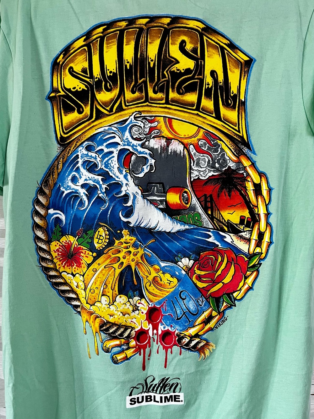 NWT Sullen x Sublime Artist
Series Shirt Mens M Mint Green Summertime Graphic